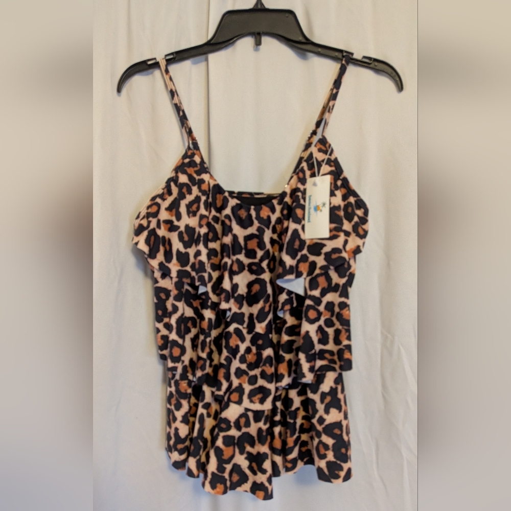 NWT Beachsissi Leopard Print Women's Bathing Suit Top Sz. XL